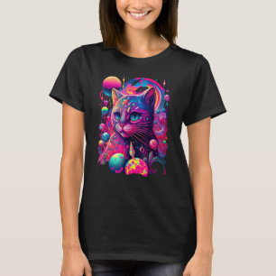 Colourful Rainbow Cat Graphic T-Shirt