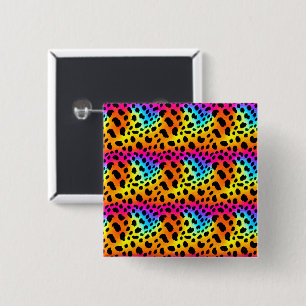 Colourful Rainbow Cheetah Seamless Pattern 15 Cm Square Badge
