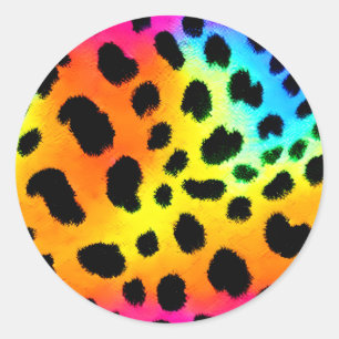 Colourful Rainbow Cheetah Seamless Pattern  Classic Round Sticker