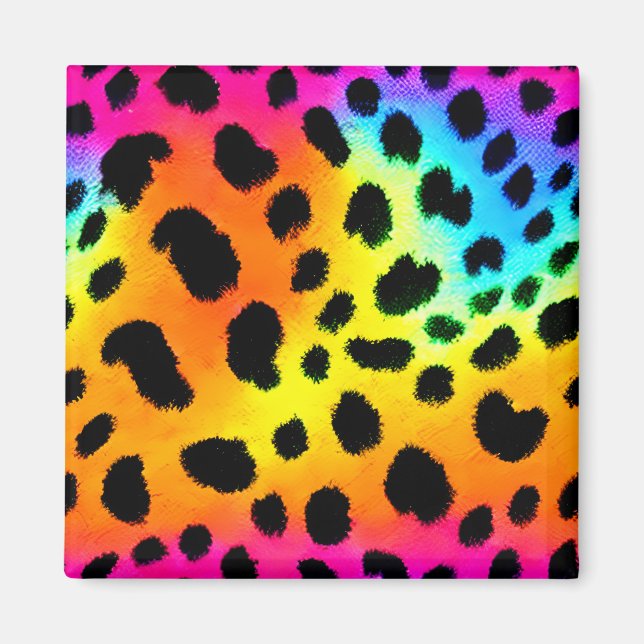 Colourful Rainbow Cheetah Seamless Pattern  Magnet (Front)