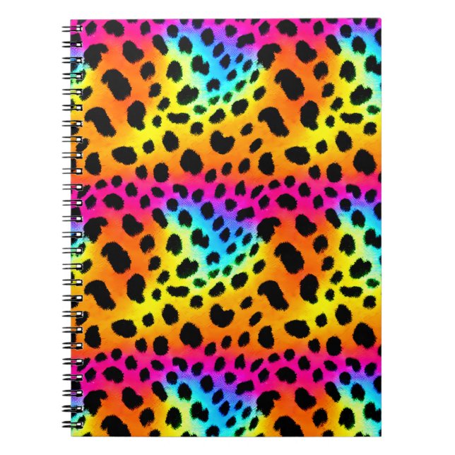 Colourful Rainbow Cheetah Seamless Pattern Notebook (Front)