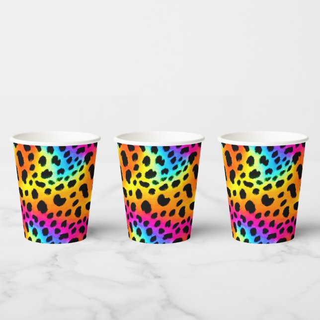 Colourful Rainbow Cheetah Seamless Pattern   Paper Cups (Multi)