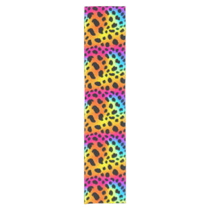 Colourful Rainbow Cheetah Seamless Pattern    Short Table Runner