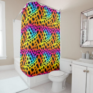 Colourful Rainbow Cheetah Seamless Pattern Shower Curtain