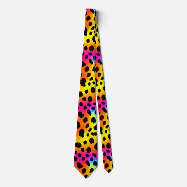Colourful Rainbow Cheetah Seamless Pattern  Tie (Front)