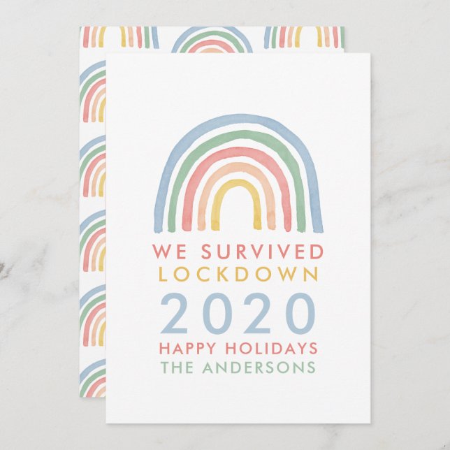 Colourful rainbow Christmas we survived lockdown (Front/Back)