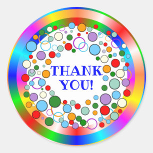 Colourful Rainbow Circles Thank You Classic Round Sticker