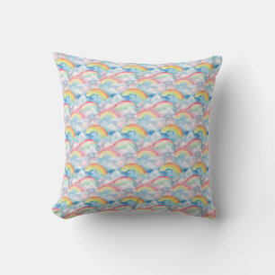 Colourful Rainbow, Cloud, and Snowflake Seamless Cushion