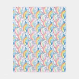 Colourful Rainbow, Cloud, and Snowflake Seamless Fleece Blanket