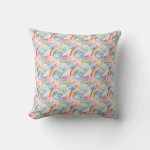 Colourful Rainbow, Cloud, and Star Cushion