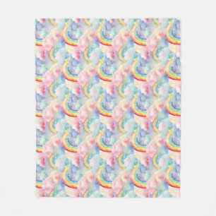 Colourful Rainbow, Cloud, and Star Fleece Blanket