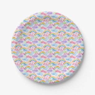 Colourful Rainbow, Cloud, and Star Pattern Paper Plate