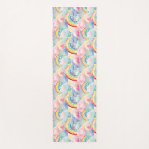 Colourful Rainbow, Cloud, and Star Yoga Mat