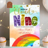Colourful Rainbow Cloud Nine Birthday