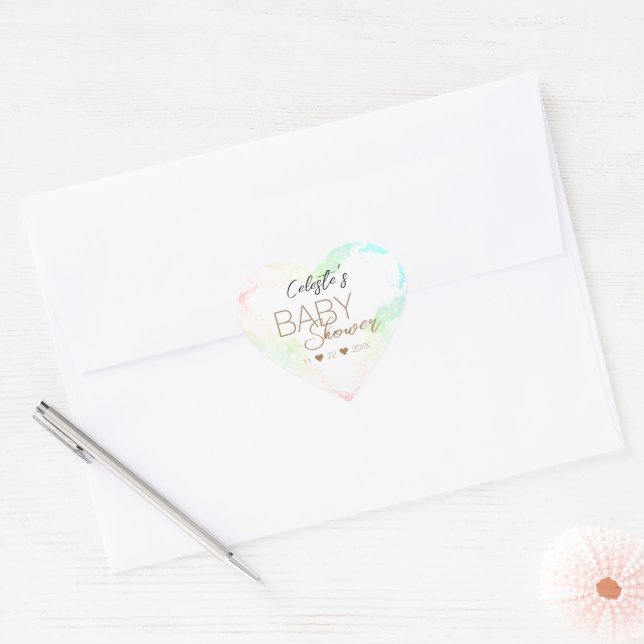 Colourful Rainbow Clouds Baby Shower Envelope Seal (Envelope)