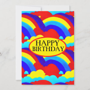 Colourful Rainbow Clouds Kids Holiday Card