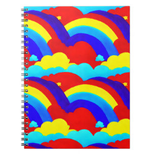 Colourful Rainbow Clouds Kids Pattern  Notebook