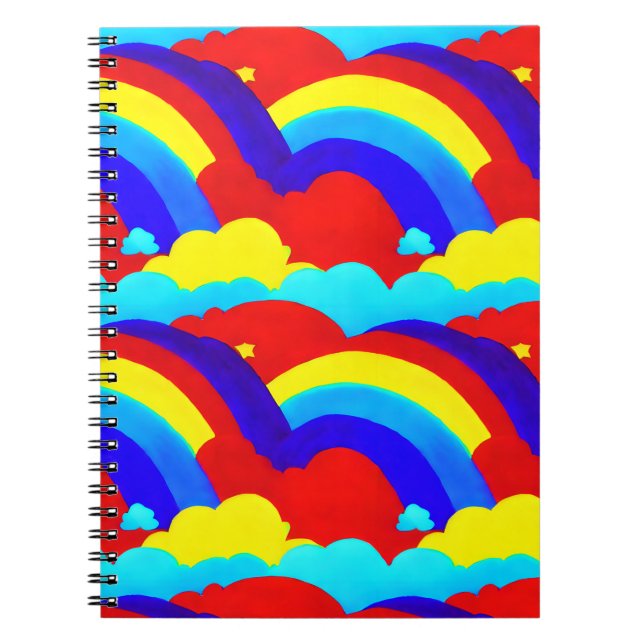Colourful Rainbow Clouds Kids Pattern  Notebook (Front)