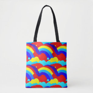 Colourful Rainbow Clouds Kids Pattern  Tote Bag
