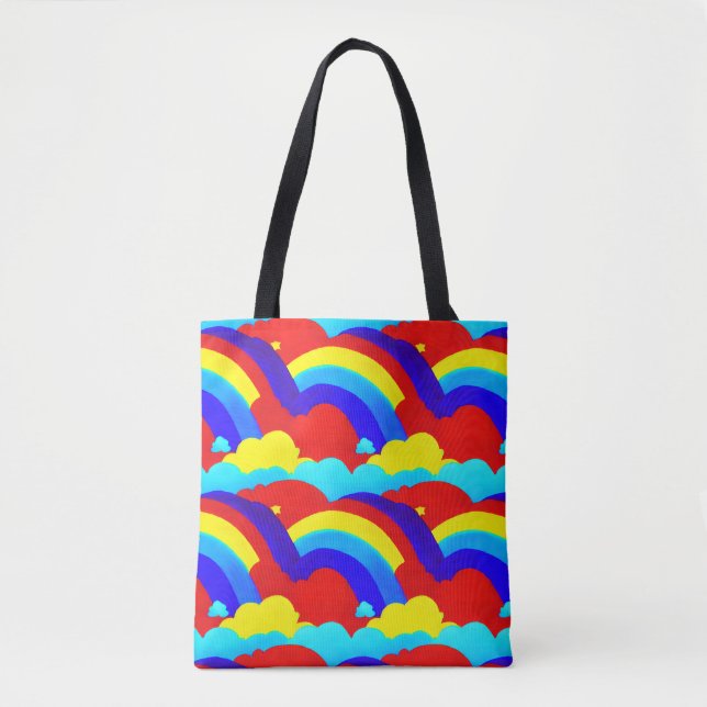 Colourful Rainbow Clouds Kids Pattern  Tote Bag (Front)