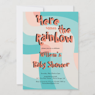 Colourful Rainbow Colour Wave Abstract Baby Shower Invitation