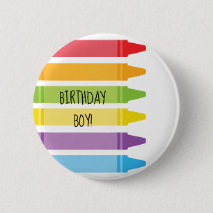 Colourful Rainbow Coloured Crayons Birthday 6 Cm Round Badge