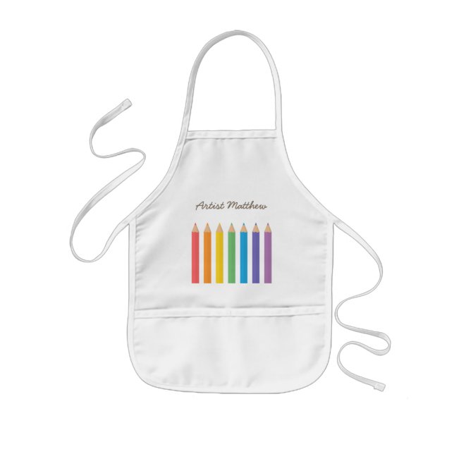 Colourful Rainbow Colouring Pencils Kids Apron (Front)