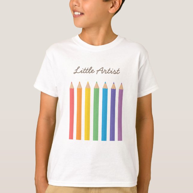 Colourful Rainbow Colouring Pencils School Kids T-Shirt (Front)