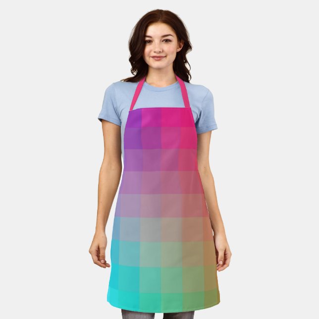 Colourful Rainbow Colours Gradient Design Apron (Worn)