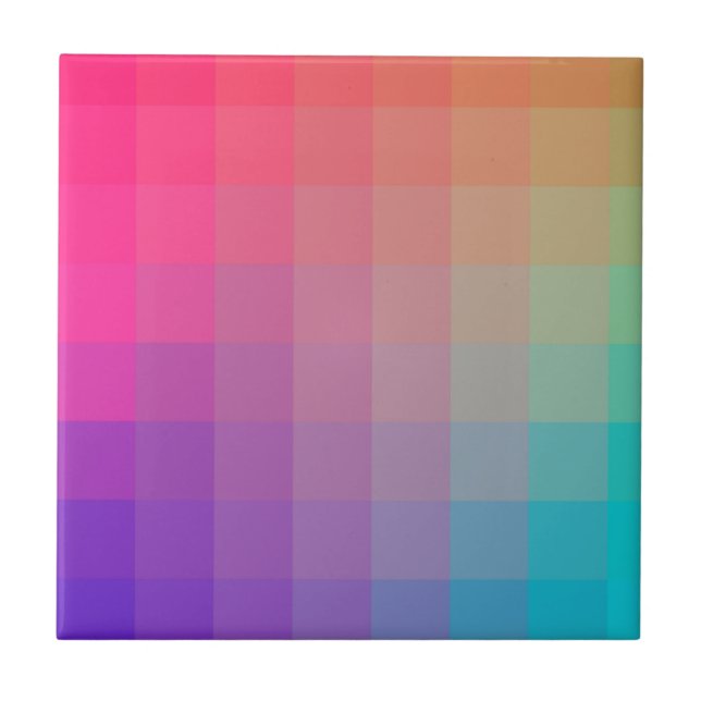Colourful Rainbow Colours Gradient Design Ceramic Tile (Front)