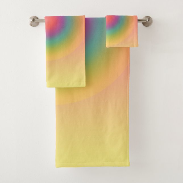 Colourful Rainbow Concentric Circle Space  Bath Towel Set (Insitu)