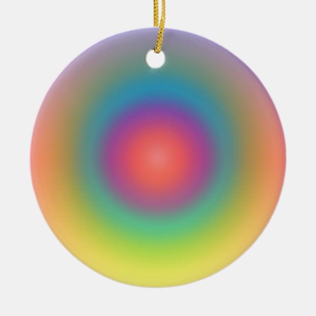 Colourful Rainbow Concentric Circle Space  Ceramic Ornament (Front)