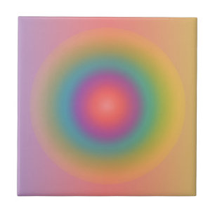 Colourful Rainbow Concentric Circle Space  Ceramic Tile