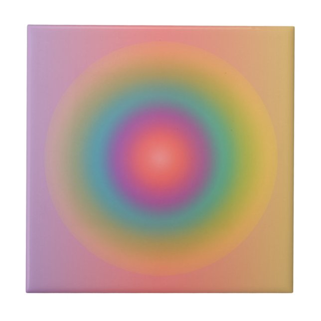 Colourful Rainbow Concentric Circle Space  Ceramic Tile (Front)