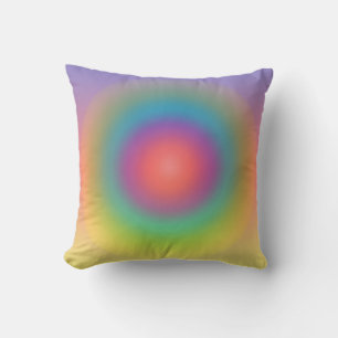 Colourful Rainbow Concentric Circle Space Cushion
