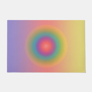 Colourful Rainbow Concentric Circle Space  Doormat