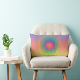 Colourful Rainbow Concentric Circle Space Lumbar Cushion
