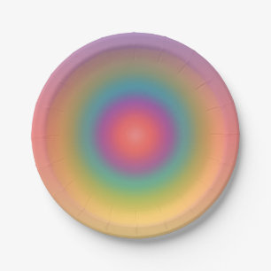Colourful Rainbow Concentric Circle Space Paper Plate