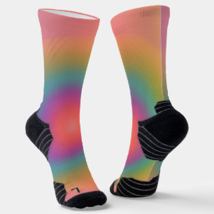 Colourful Rainbow Concentric Circle Space  Socks