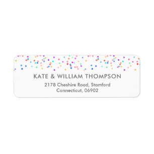 Colourful Rainbow Confetti Return Address Label