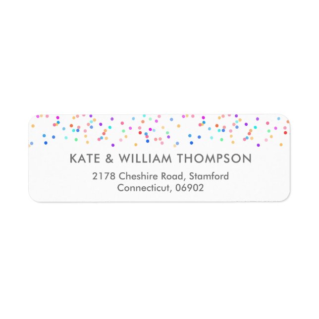 Colourful Rainbow Confetti Return Address Label (Front)