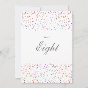 Colourful Rainbow Confetti Table Number