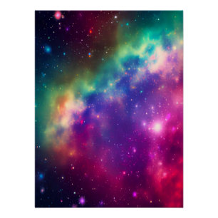 Colourful Rainbow Cosmic Burst Glossy Poster