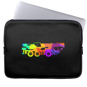 Colourful rainbow crane vehicle construction site laptop sleeve