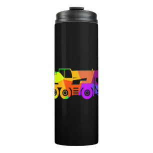 Colourful rainbow crane vehicle construction site thermal tumbler