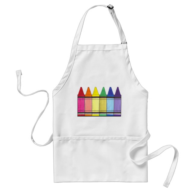 Colourful Rainbow Crayons Art Supply Teacher Pride Standard Apron (Front)