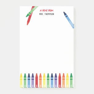 Colourful Rainbow Crayons Cute Teacher Appreciatio Post-it Notes