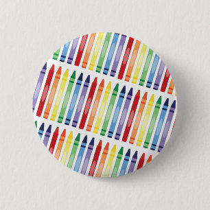 Colourful Rainbow Crayons Pattern 6 Cm Round Badge