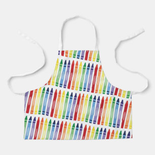 Colourful Rainbow Crayons Pattern Apron