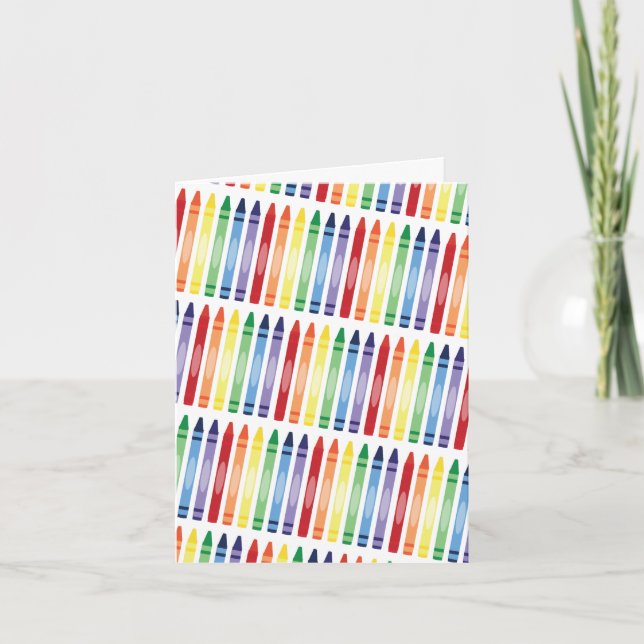 Colourful Rainbow Crayons Pattern Card (Front)